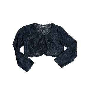 Vintage Ariana Black Lace Cropped Cardigan Jacket size 11